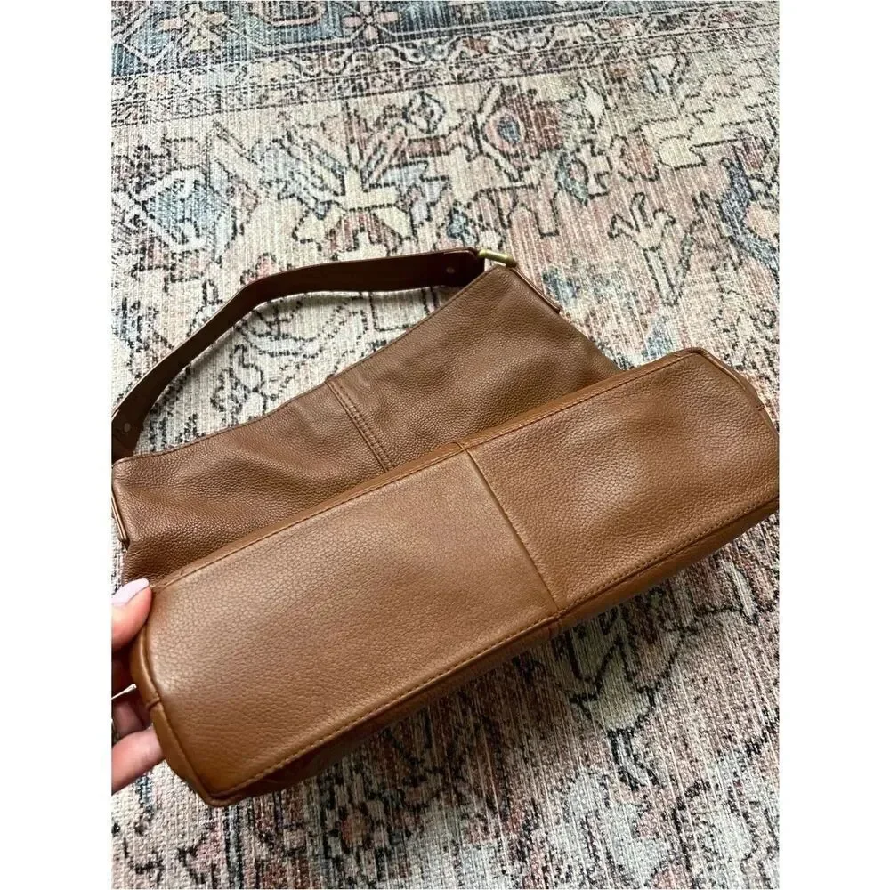 KOOBA Pebbled Leather Hobo Bag Luggage Brown Genuine Leather Purse